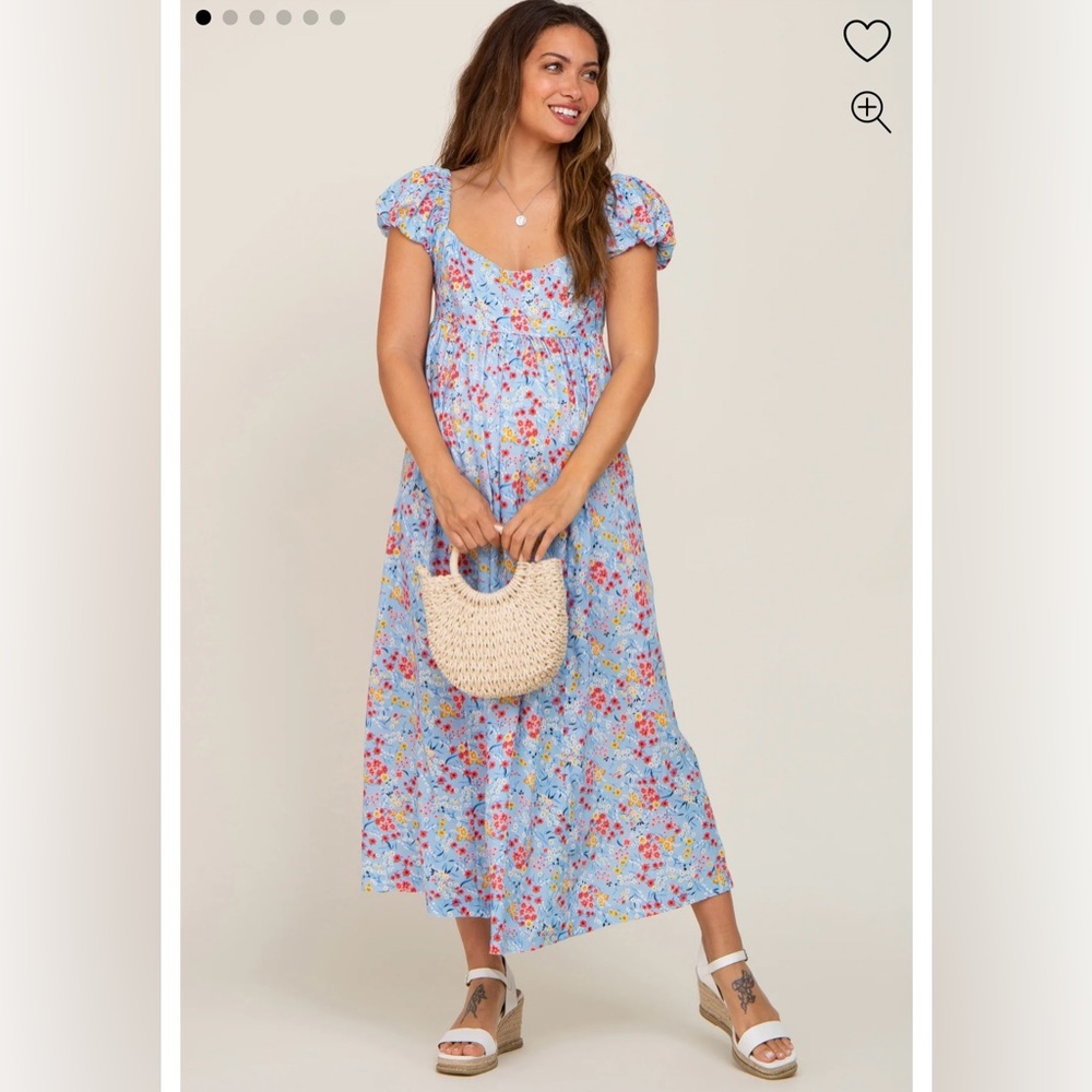 Floral Blue Maxi Dress (Maternity)